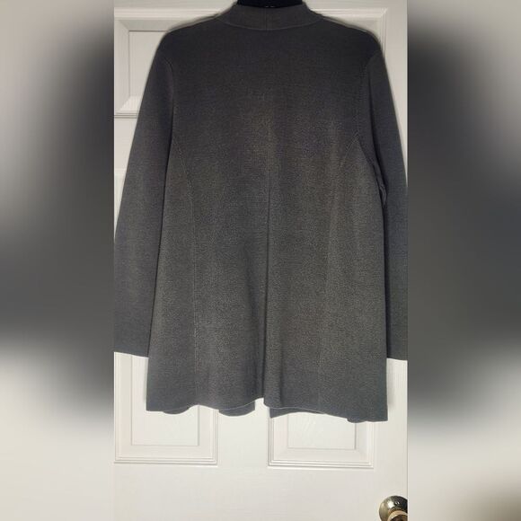 Eileen Fisher L Seaweed Green Lslv SILK ORGANIC COTTON Women's Opened Cardigan - Picture 8 of 8